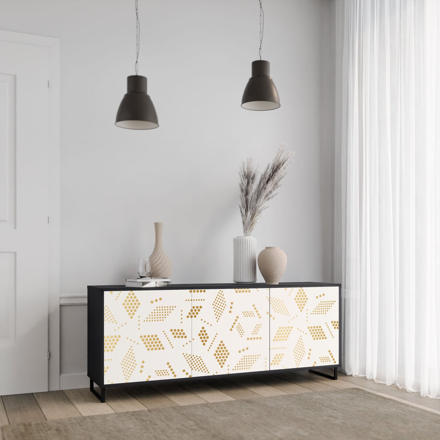 Credenza SPOTTED DAZE a 3 ante con finitura nera