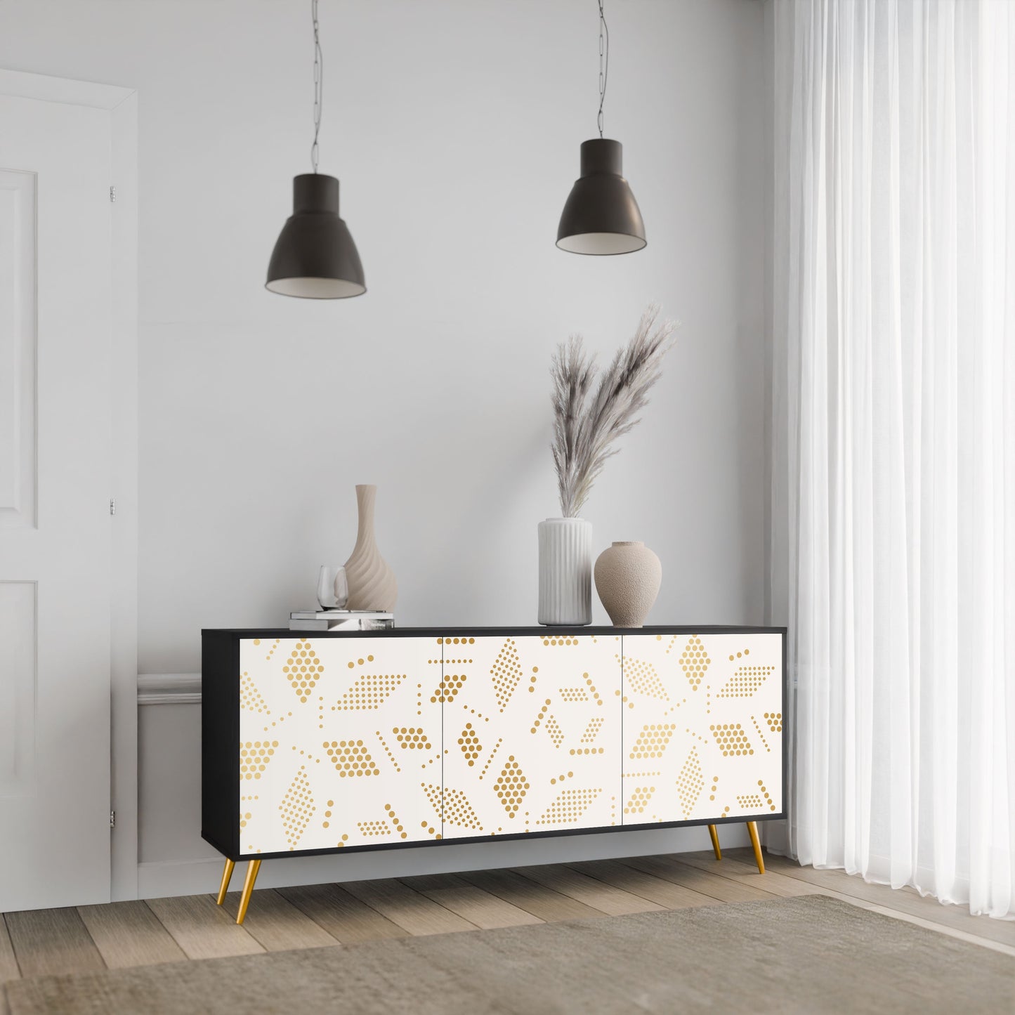 Credenza SPOTTED DAZE a 3 ante con finitura nera