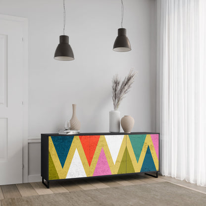 Credenza a 3 ante COLORFUL TRIANGLES in finitura nera