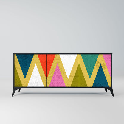 Credenza a 3 ante COLORFUL TRIANGLES in finitura nera