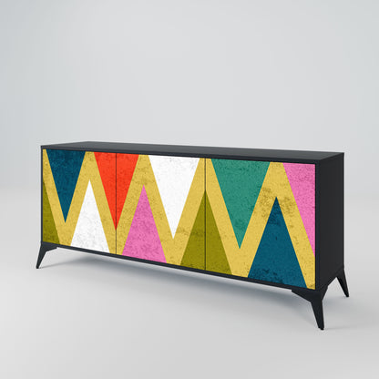 Credenza a 3 ante COLORFUL TRIANGLES in finitura nera