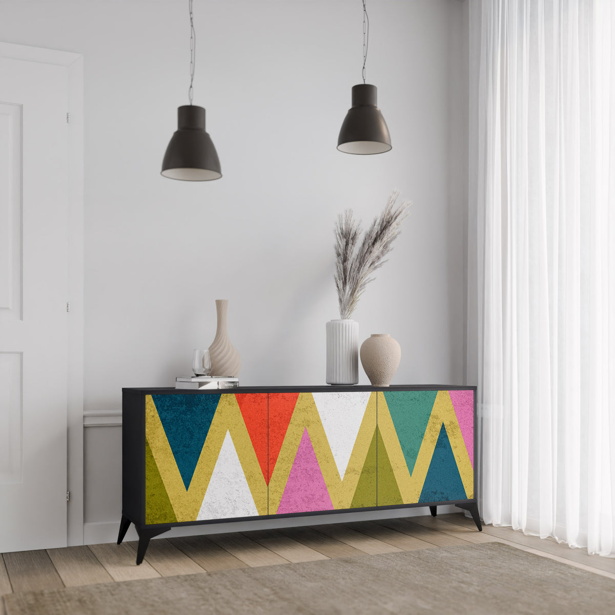 COLORFUL TRIANGLES 3-türiges Sideboard