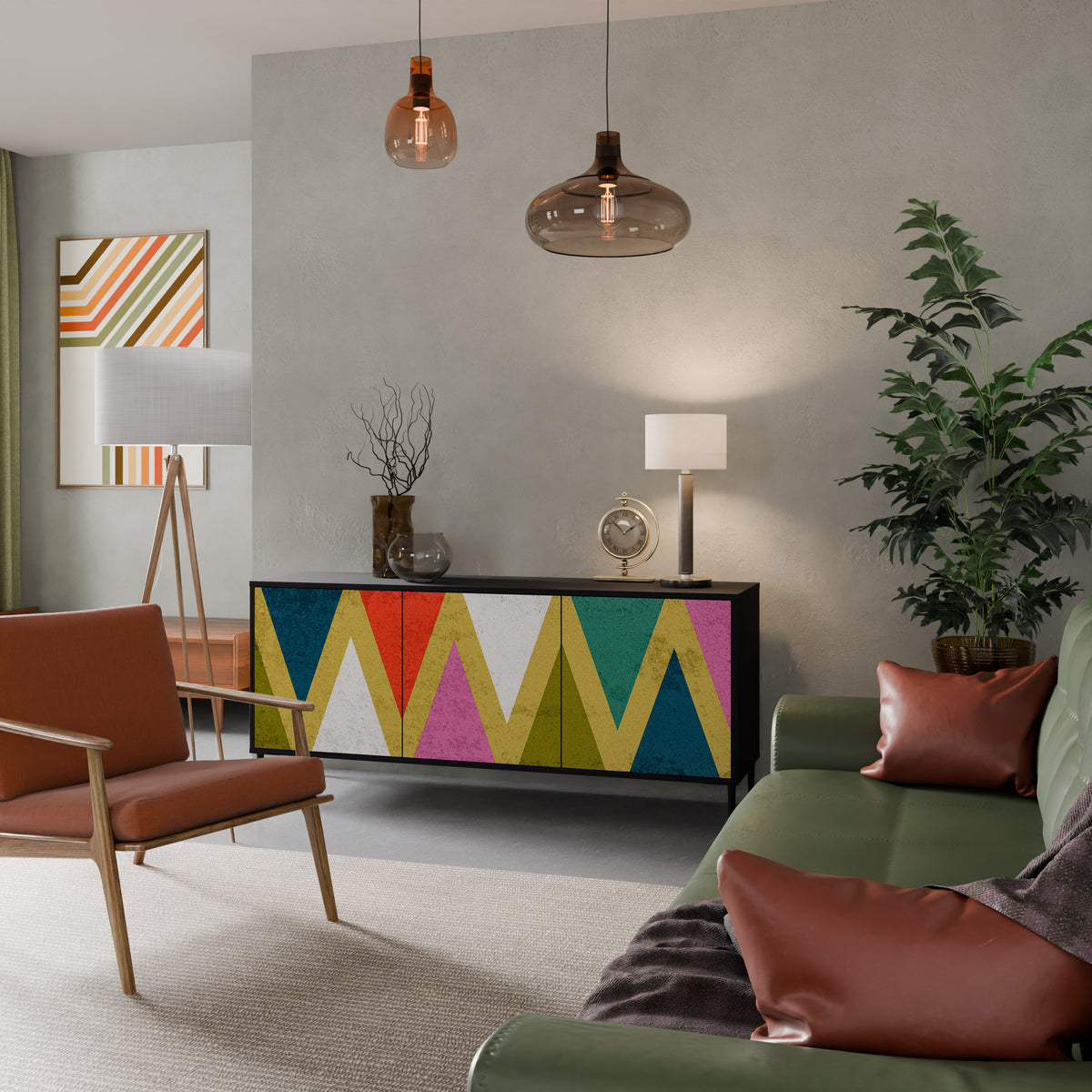 COLORFUL TRIANGLES 3-türiges Sideboard