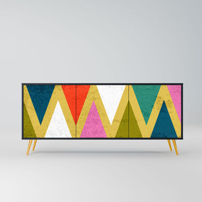 Credenza a 3 ante COLORFUL TRIANGLES in finitura nera