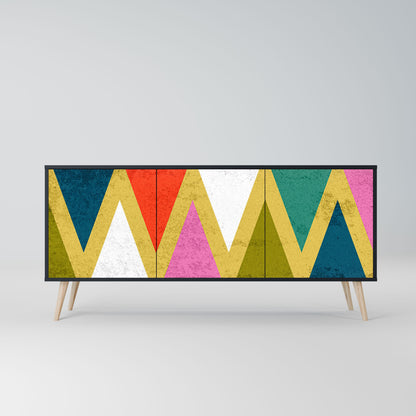 Credenza a 3 ante COLORFUL TRIANGLES in finitura nera