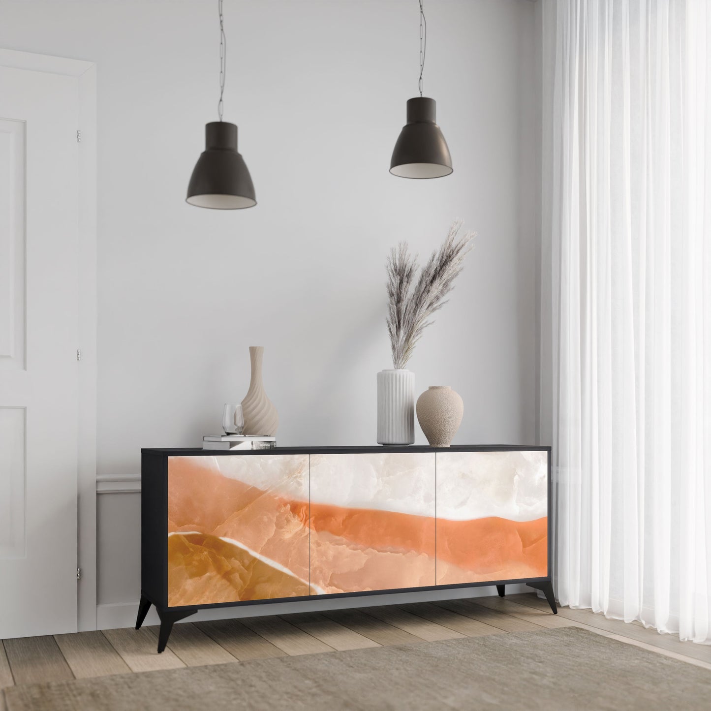 Credenza a 3 ante SANDHILLS SPLENDOUR in finitura nera