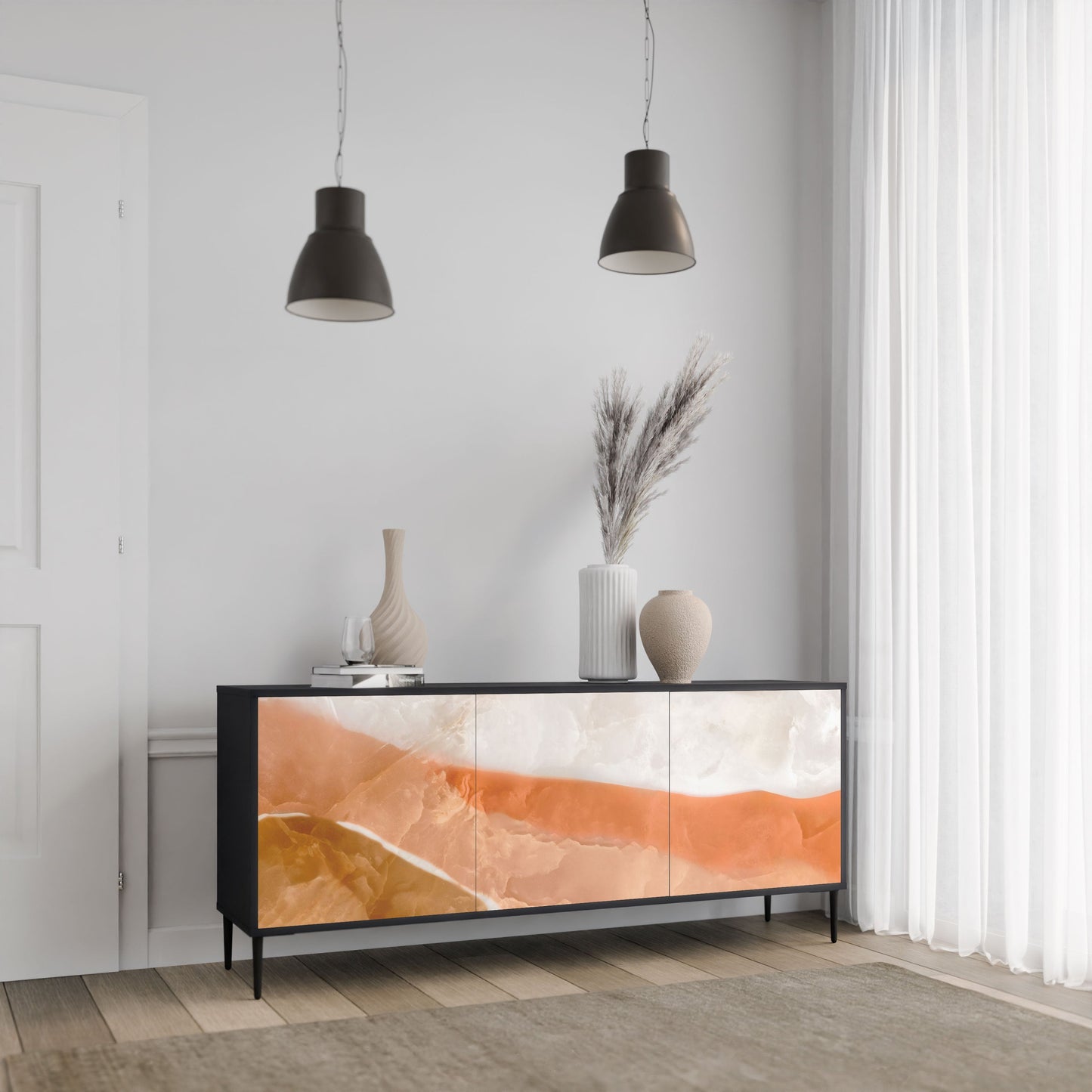 Credenza a 3 ante SANDHILLS SPLENDOUR in finitura nera