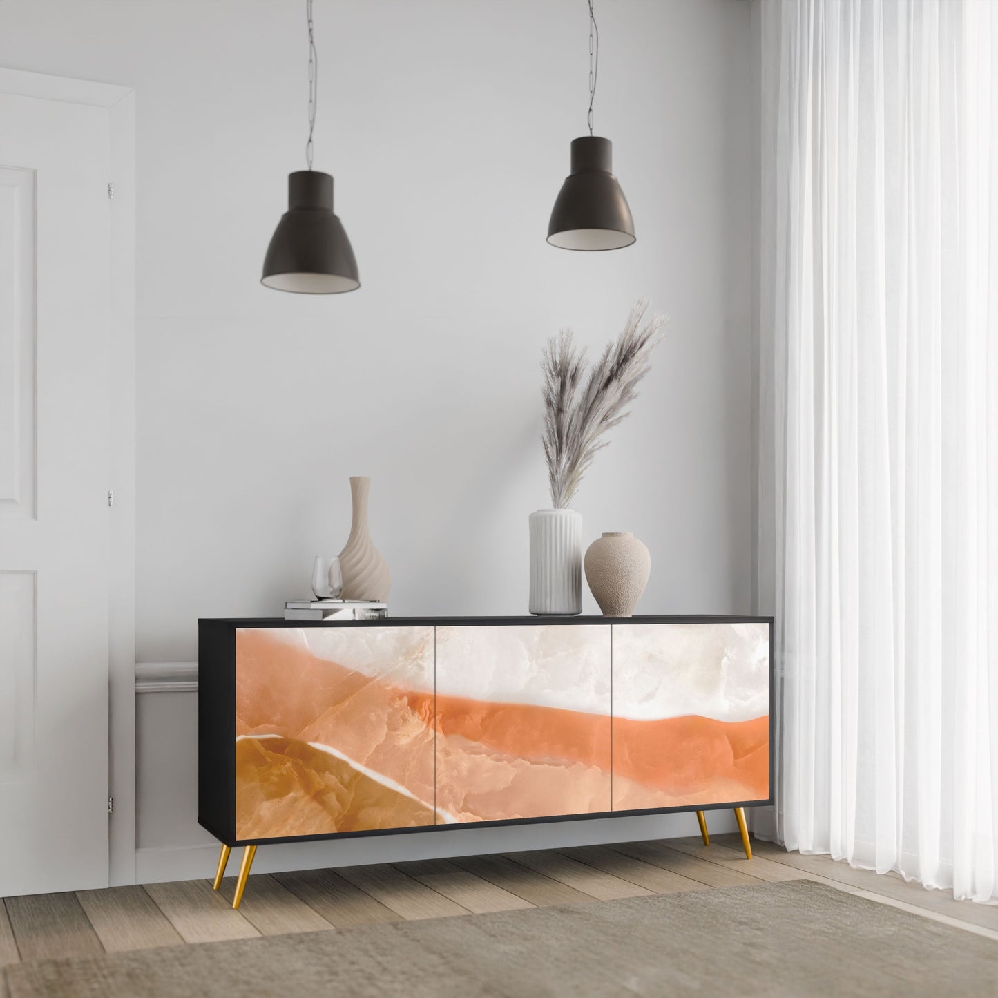 Credenza a 3 ante SANDHILLS SPLENDOUR in finitura nera