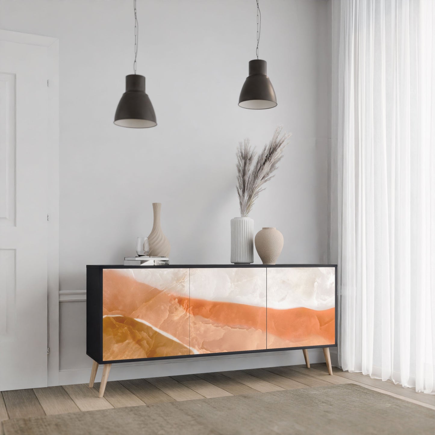 Credenza a 3 ante SANDHILLS SPLENDOUR in finitura nera