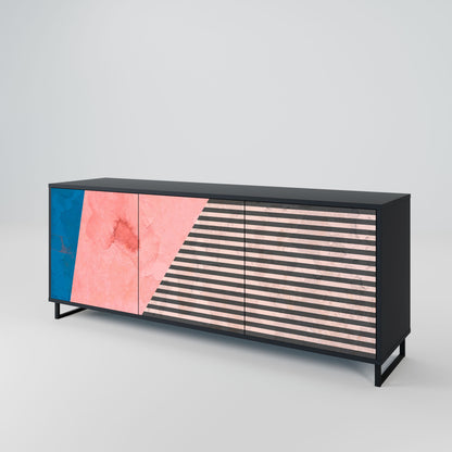 Credenza a 3 ante GLAMOROUS STRIPE in finitura nera