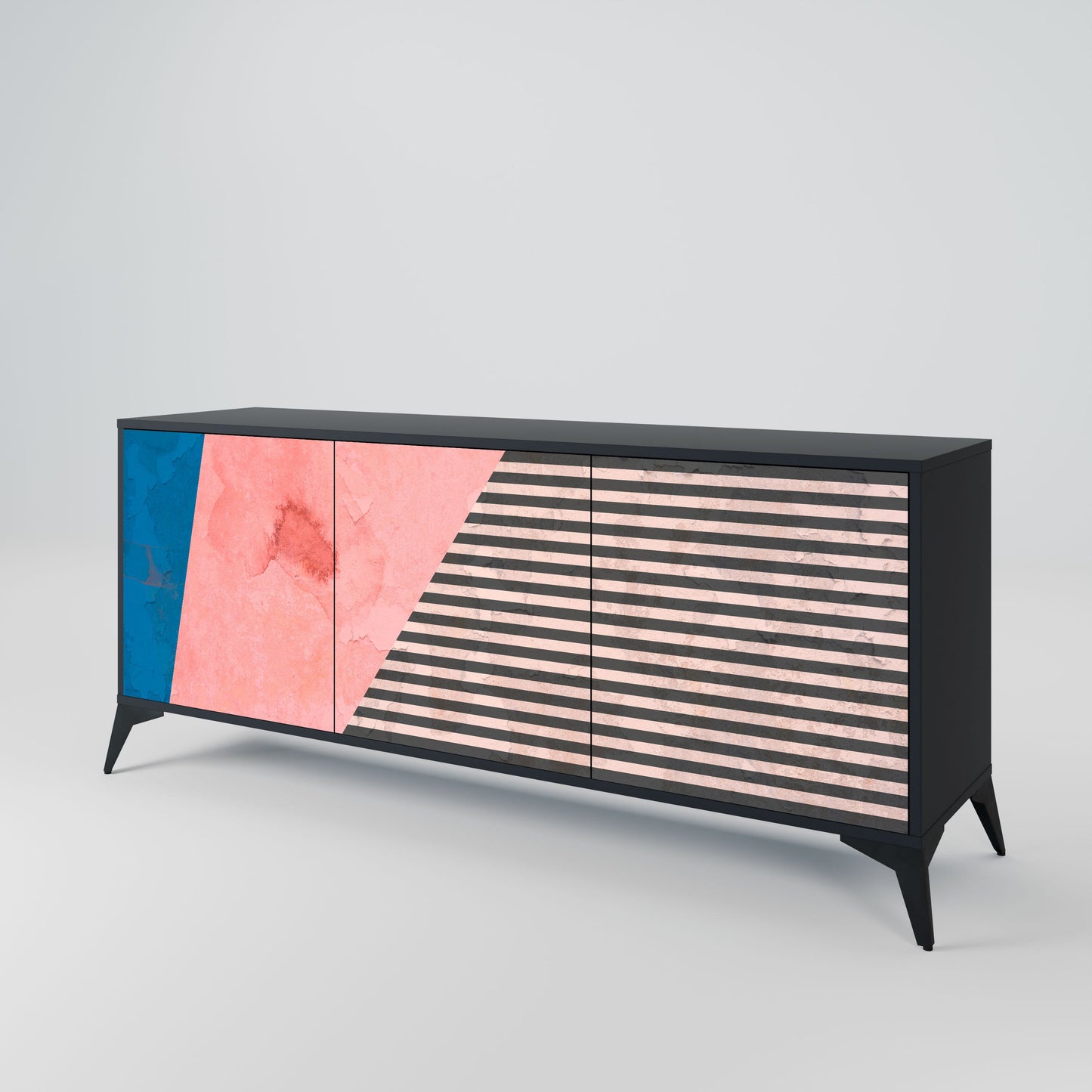 Credenza a 3 ante GLAMOROUS STRIPE in finitura nera