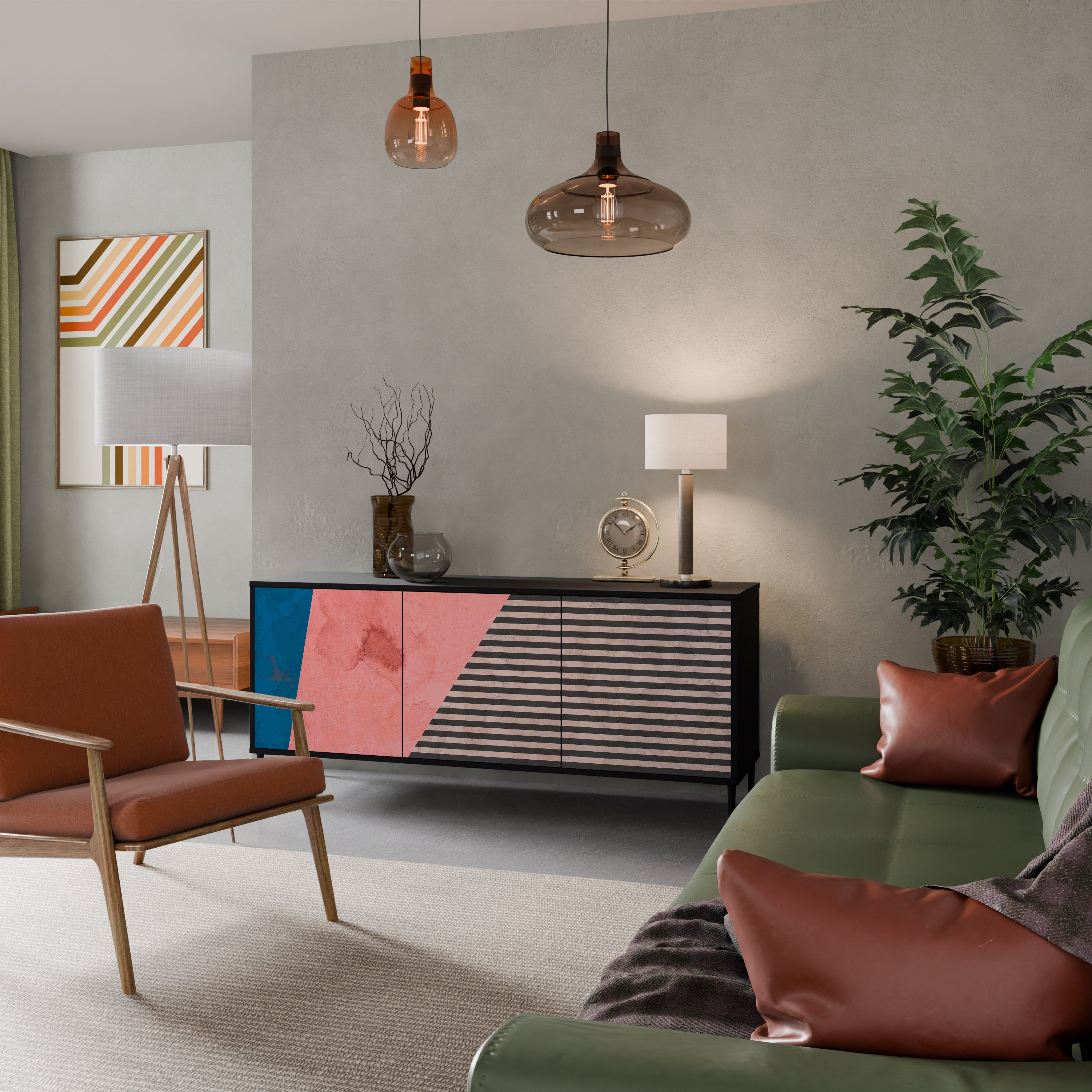 GLAMOROUS STRIPE Aparador de 3 Puertas