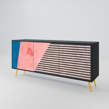 Credenza a 3 ante GLAMOROUS STRIPE in finitura nera