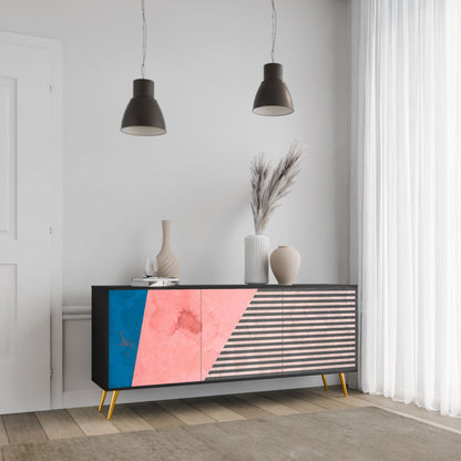 Credenza a 3 ante GLAMOROUS STRIPE in finitura nera