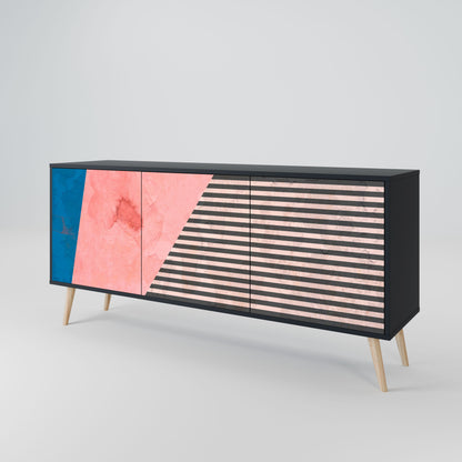 Credenza a 3 ante GLAMOROUS STRIPE in finitura nera