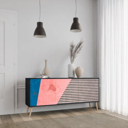 Credenza a 3 ante GLAMOROUS STRIPE in finitura nera