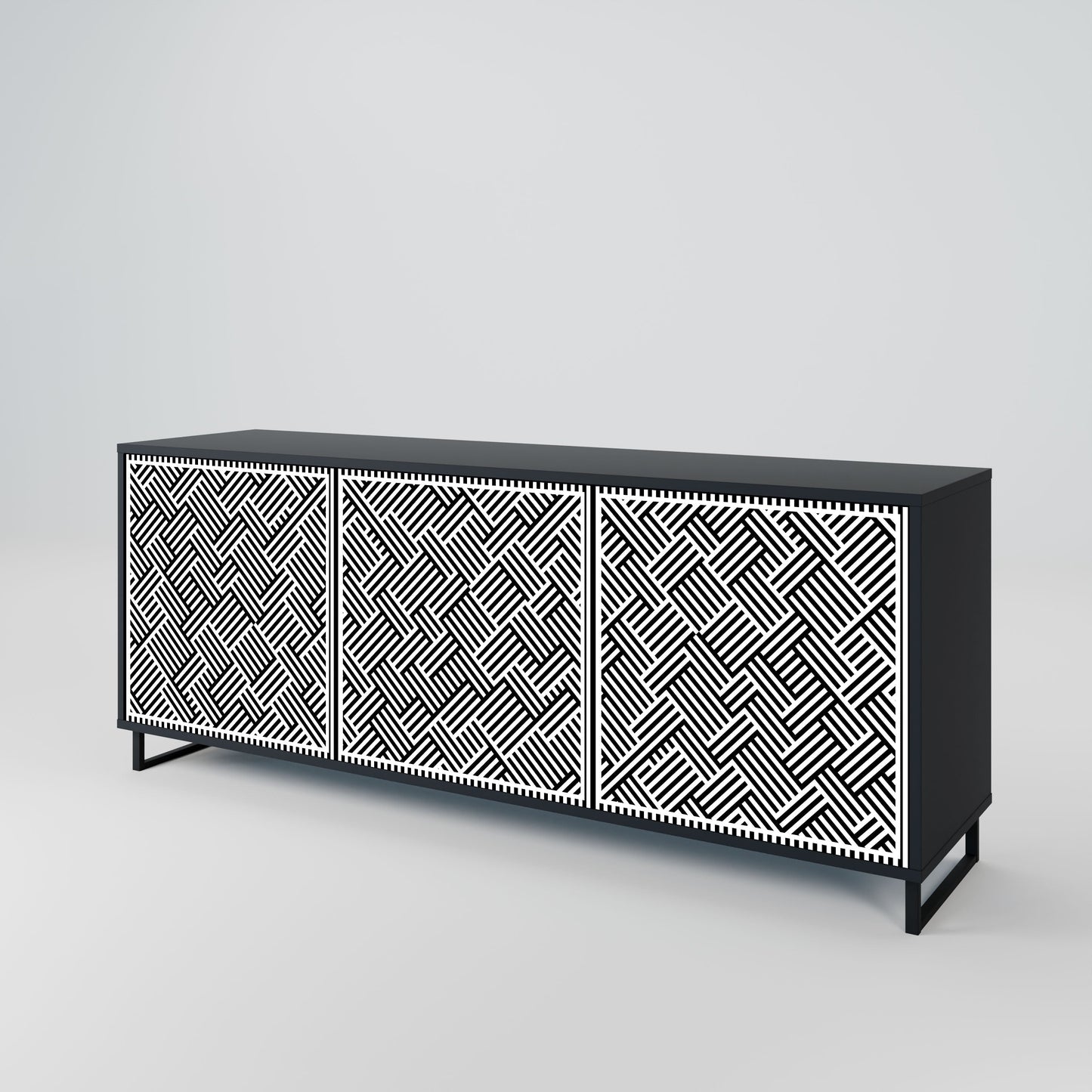 Credenza a 3 ante TEMPORARY SEQUENCE in finitura nera