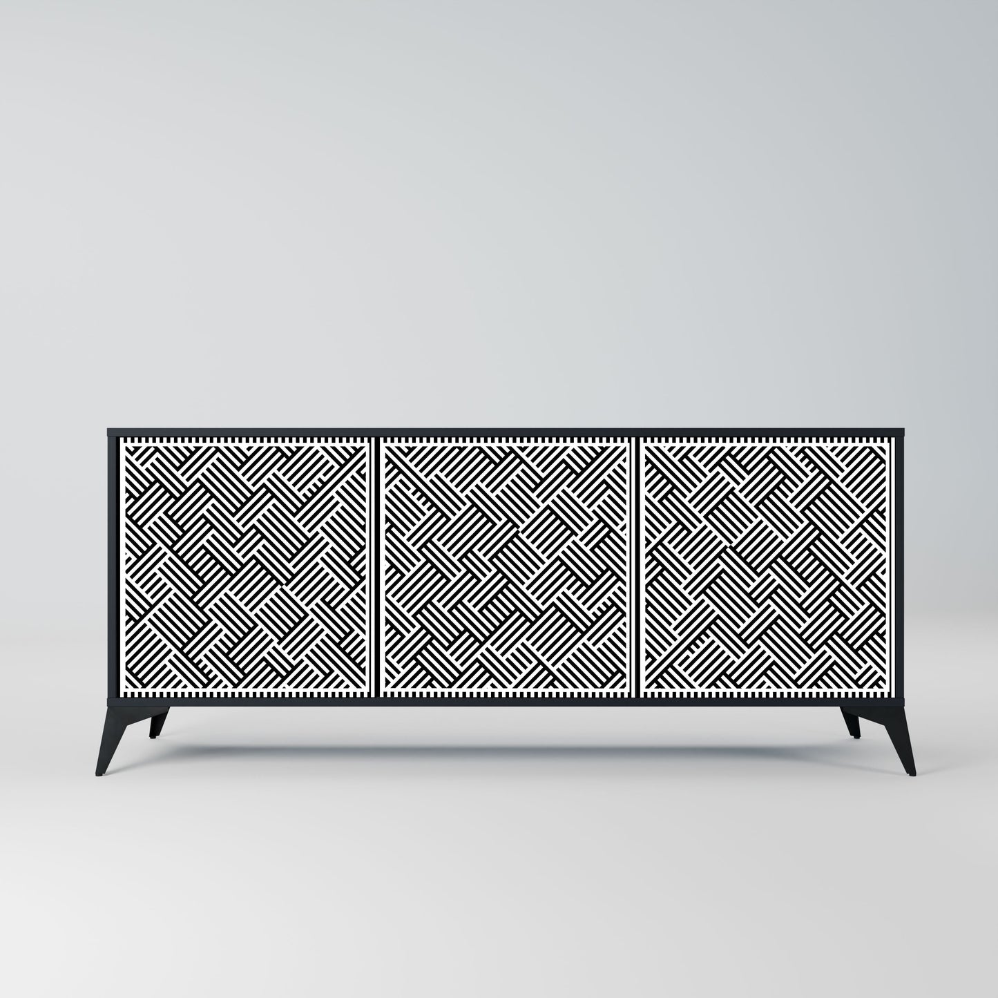 Credenza a 3 ante TEMPORARY SEQUENCE in finitura nera