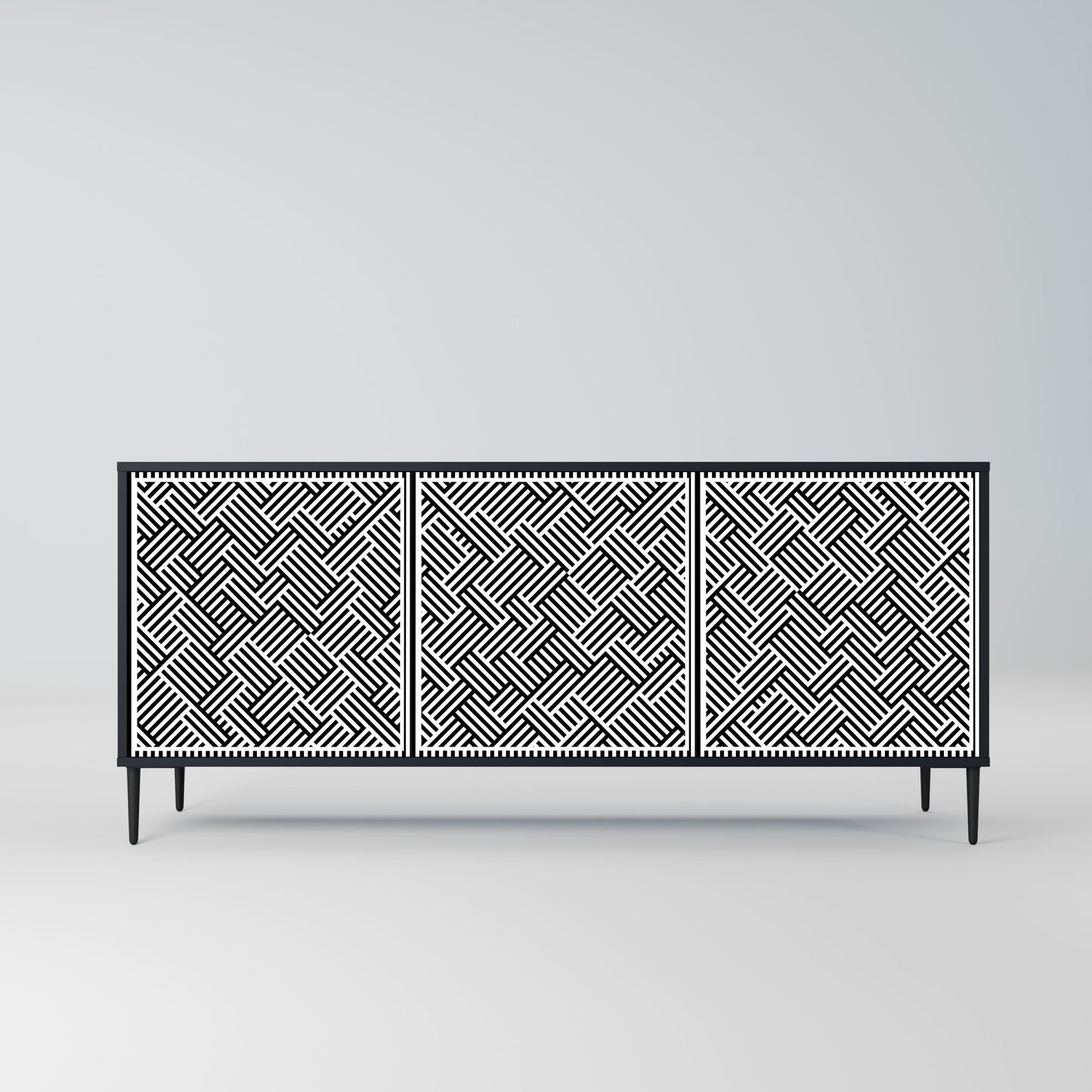 Credenza a 3 ante TEMPORARY SEQUENCE in finitura nera