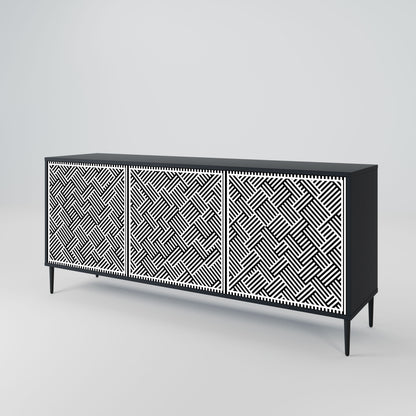 Credenza a 3 ante TEMPORARY SEQUENCE in finitura nera