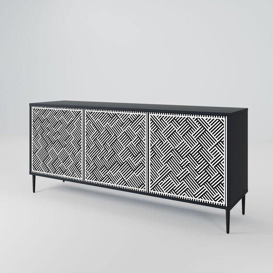 Credenza a 3 ante TEMPORARY SEQUENCE in finitura nera