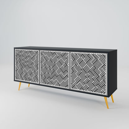 Credenza a 3 ante TEMPORARY SEQUENCE in finitura nera