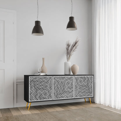 Credenza a 3 ante TEMPORARY SEQUENCE in finitura nera