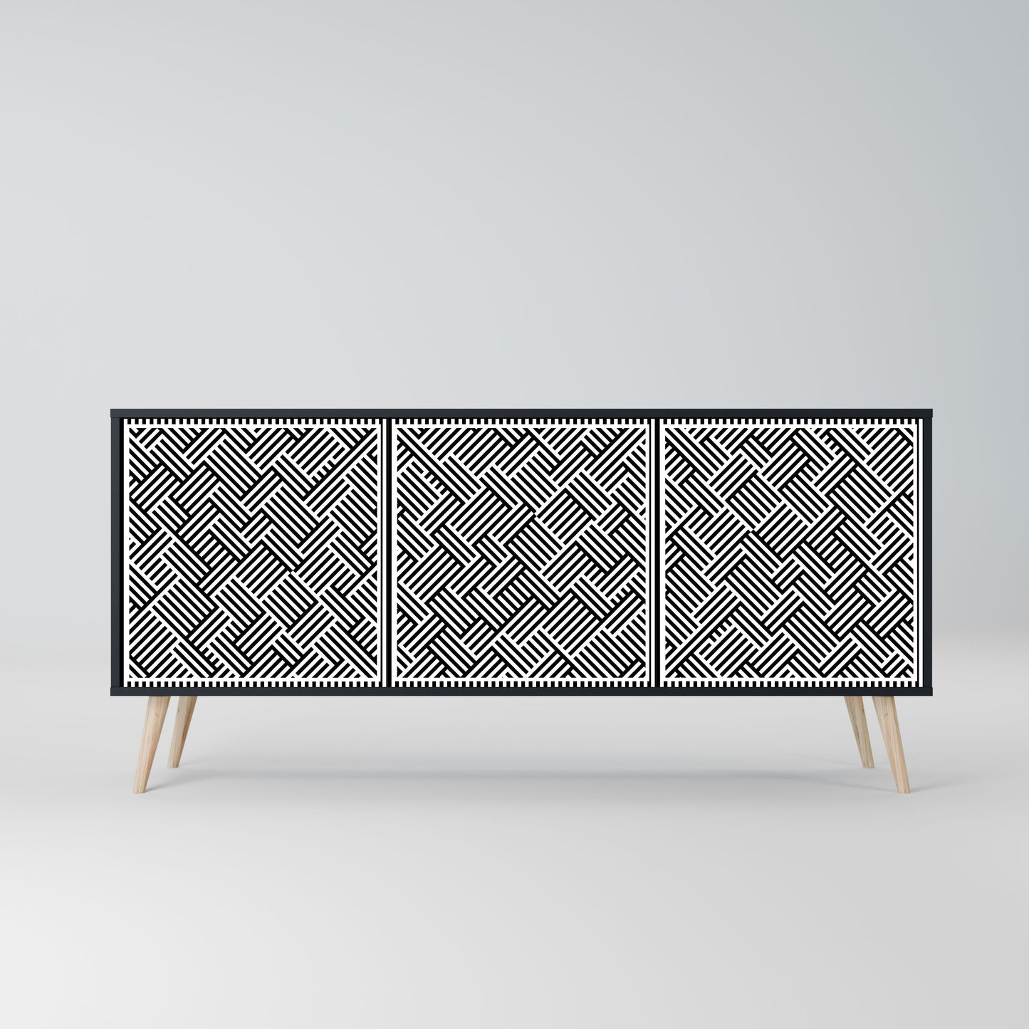 Credenza a 3 ante TEMPORARY SEQUENCE in finitura nera