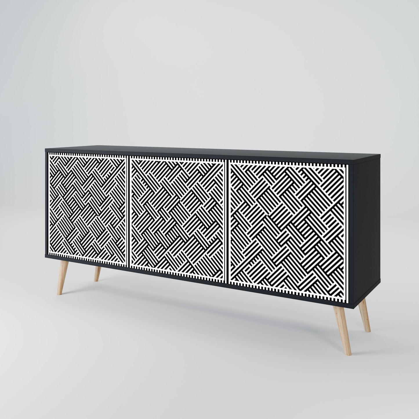 Credenza a 3 ante TEMPORARY SEQUENCE in finitura nera