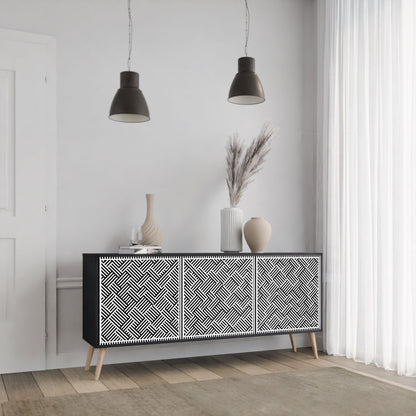 Credenza a 3 ante TEMPORARY SEQUENCE in finitura nera