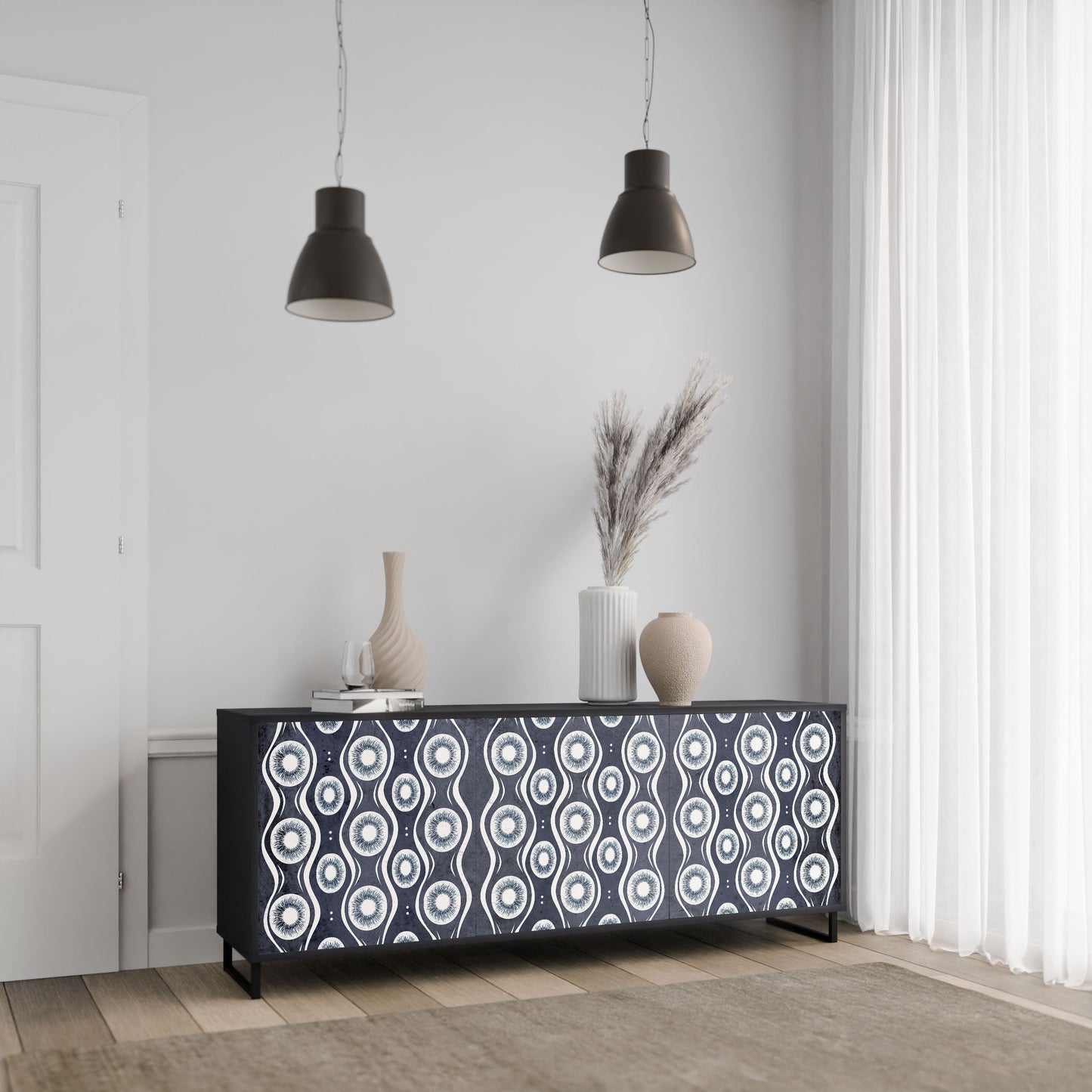 Credenza GRAPHITE EYES a 3 ante in finitura nera