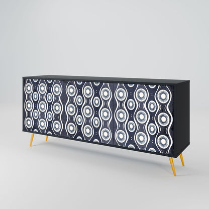 Credenza GRAPHITE EYES a 3 ante in finitura nera