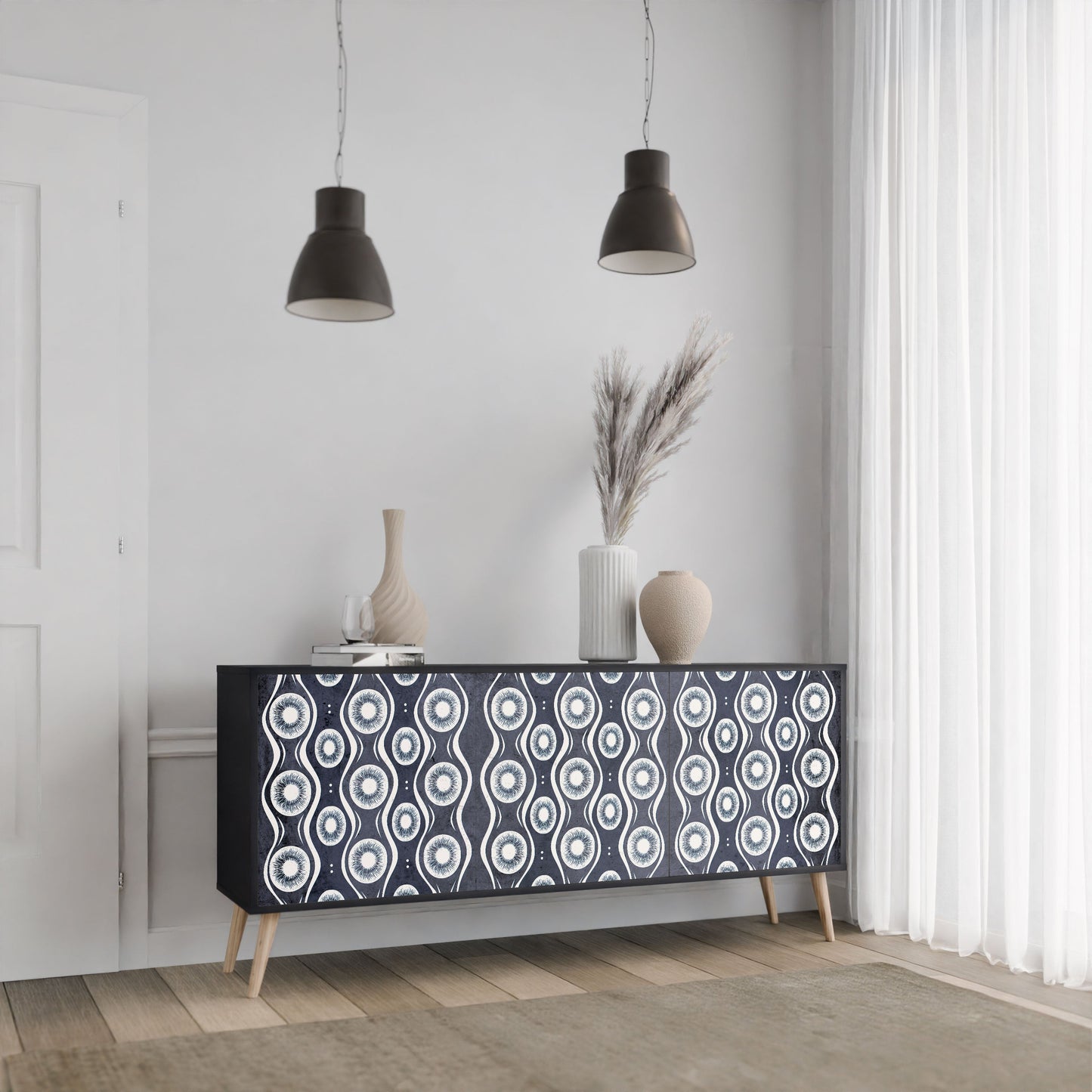 Credenza GRAPHITE EYES a 3 ante in finitura nera