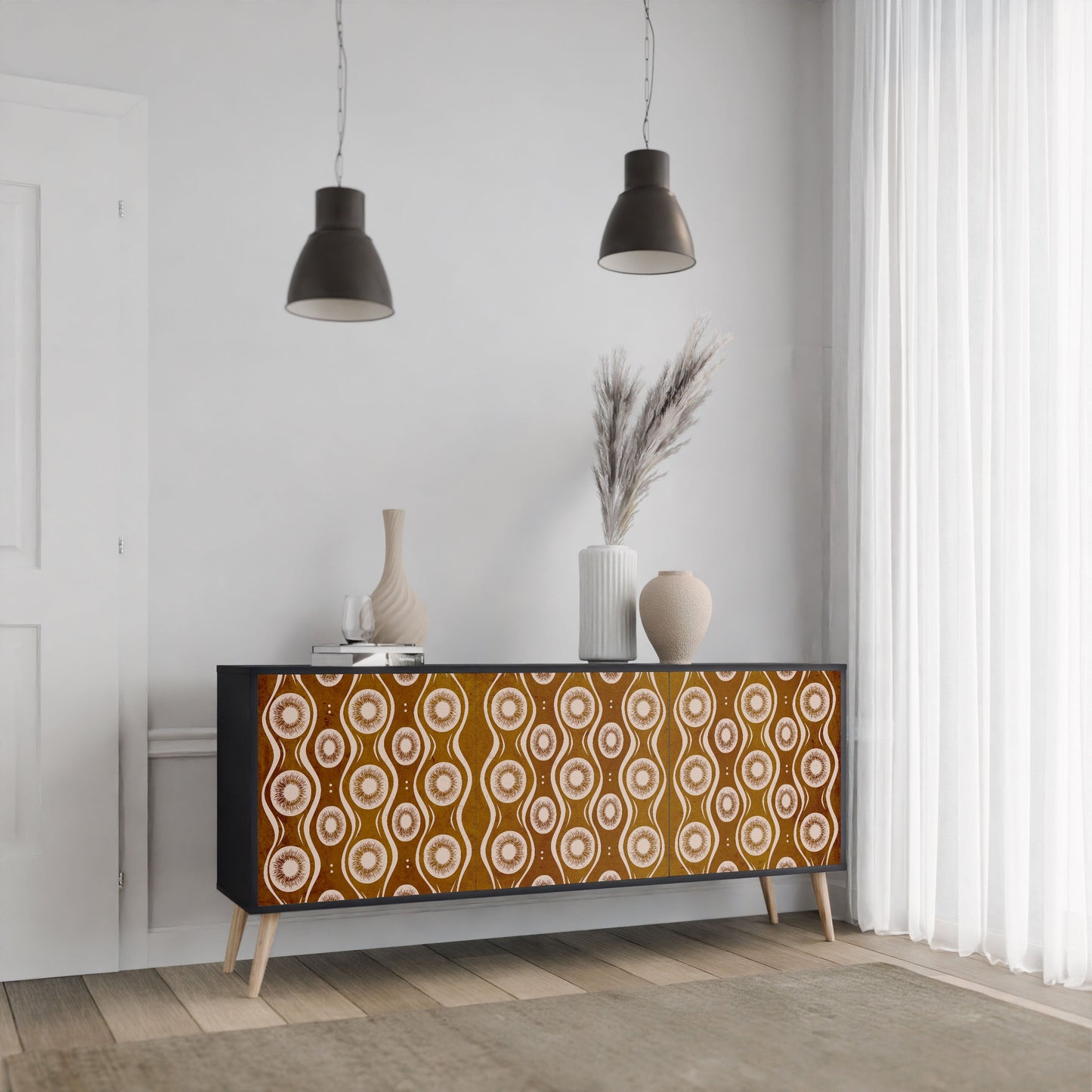 Credenza BROWN EYES a 3 ante in finitura nera