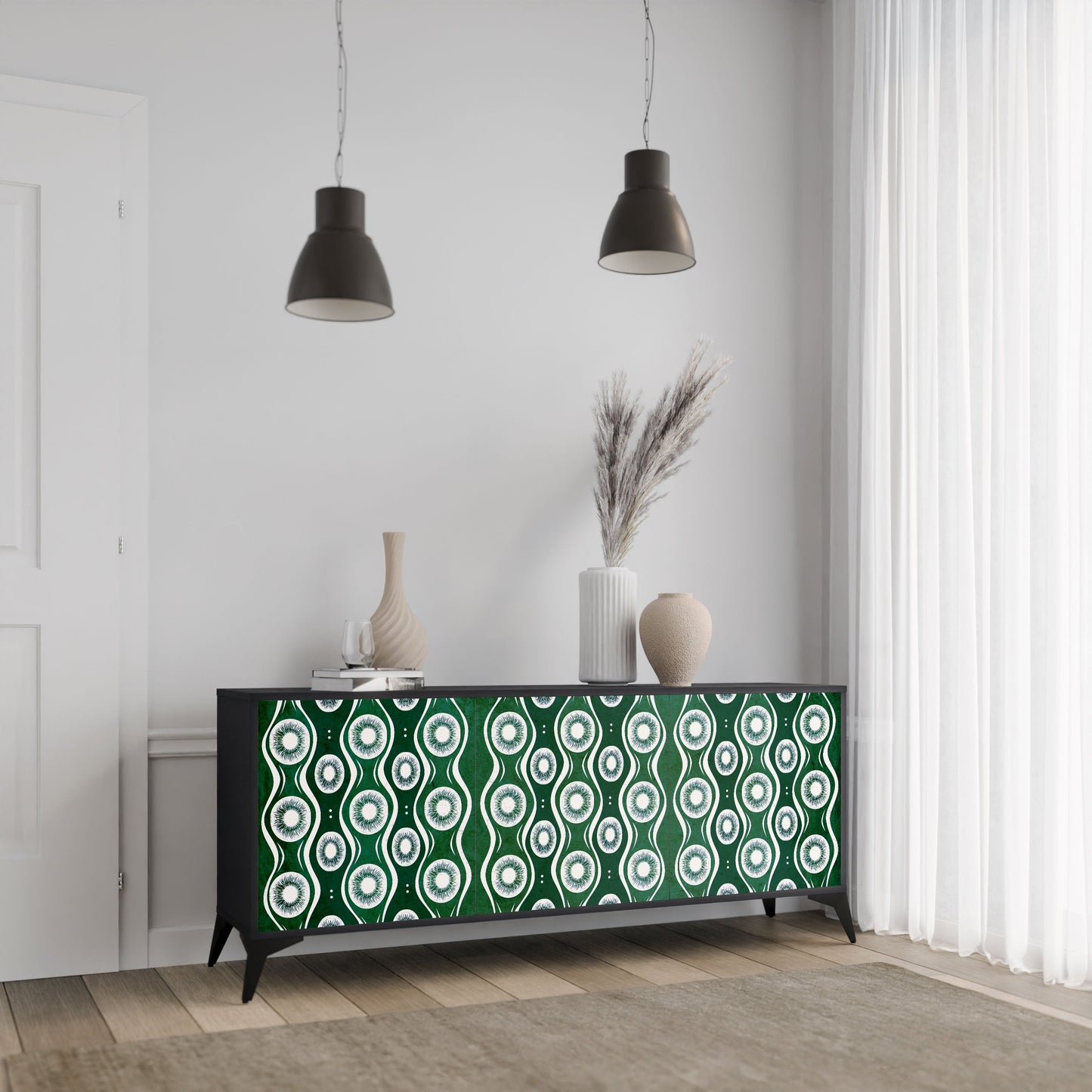 Credenza a 3 ante GREEN EYES in finitura nera