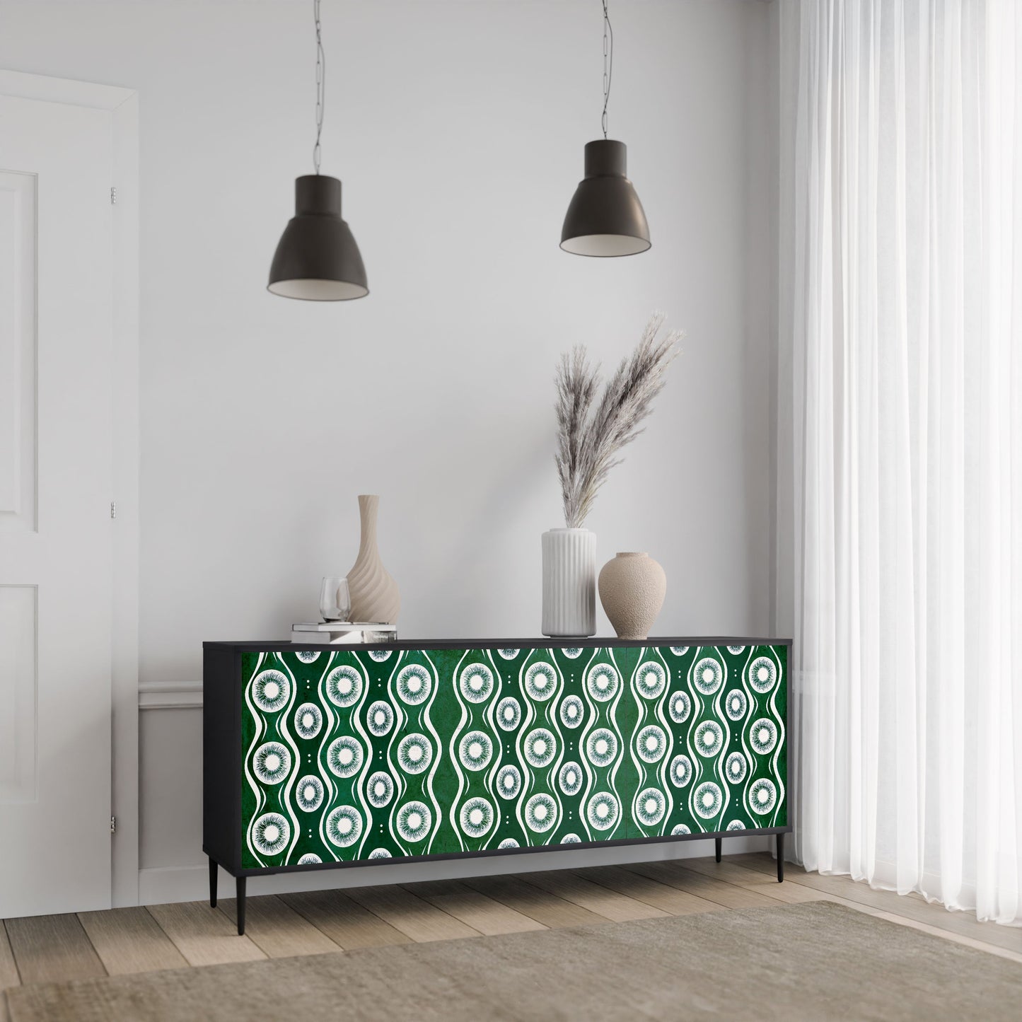 Credenza a 3 ante GREEN EYES in finitura nera