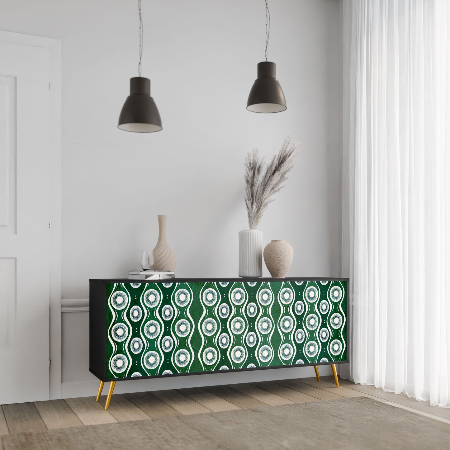 Credenza a 3 ante GREEN EYES in finitura nera