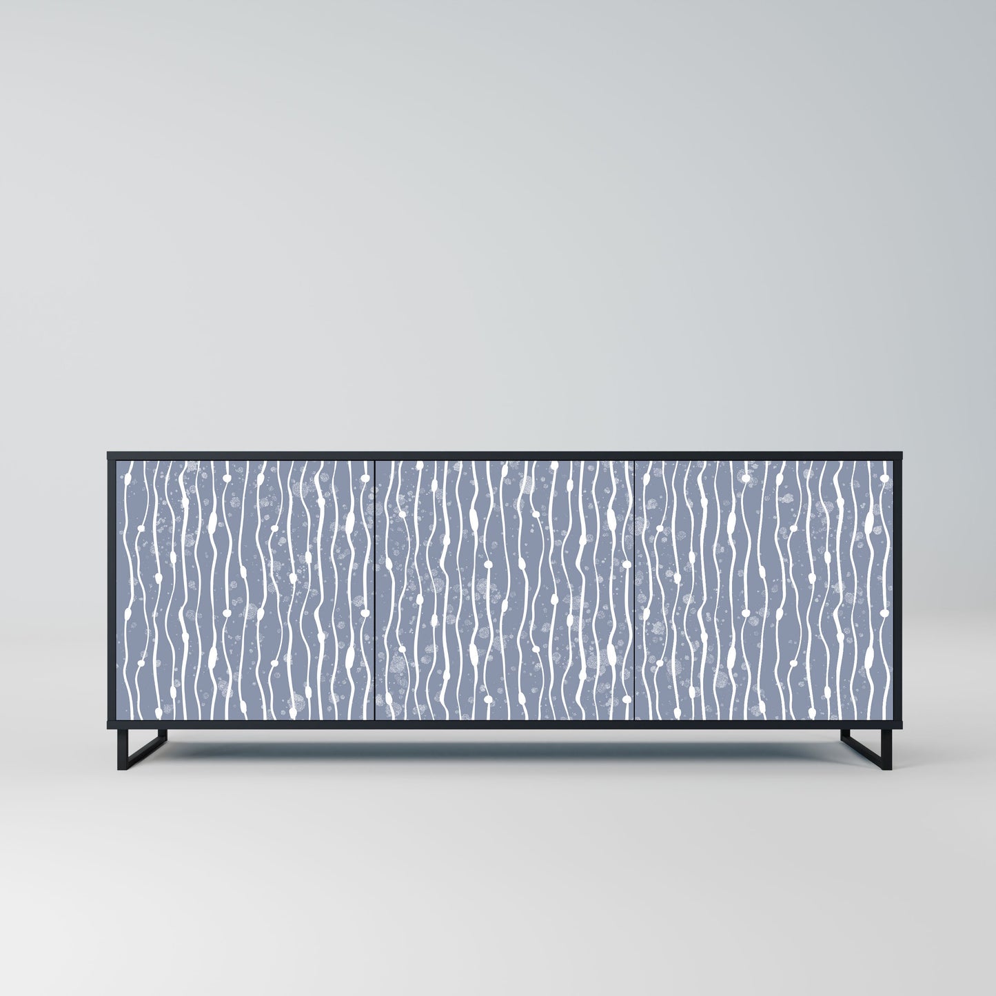 Credenza GRAPHITE RAIN a 3 ante in finitura nera