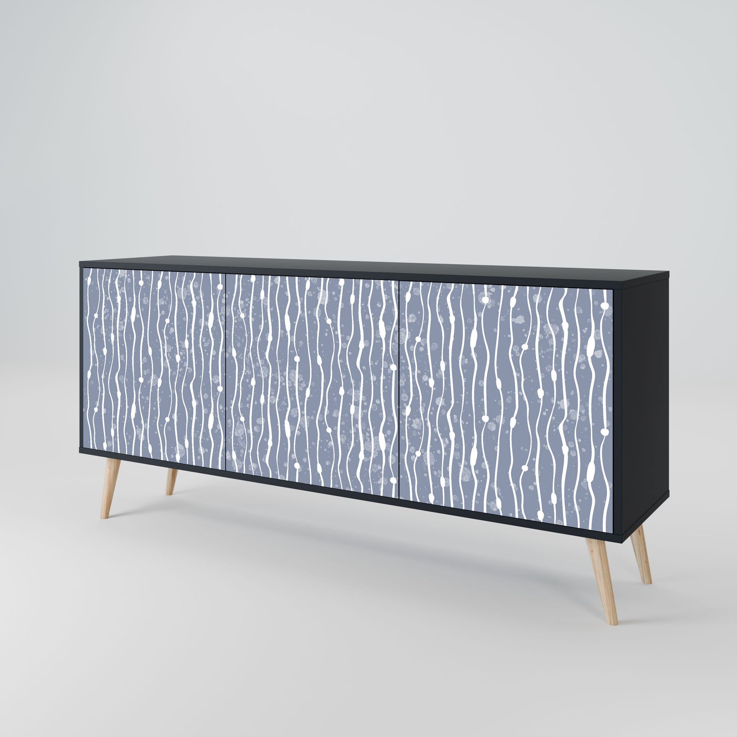 Credenza GRAPHITE RAIN a 3 ante in finitura nera