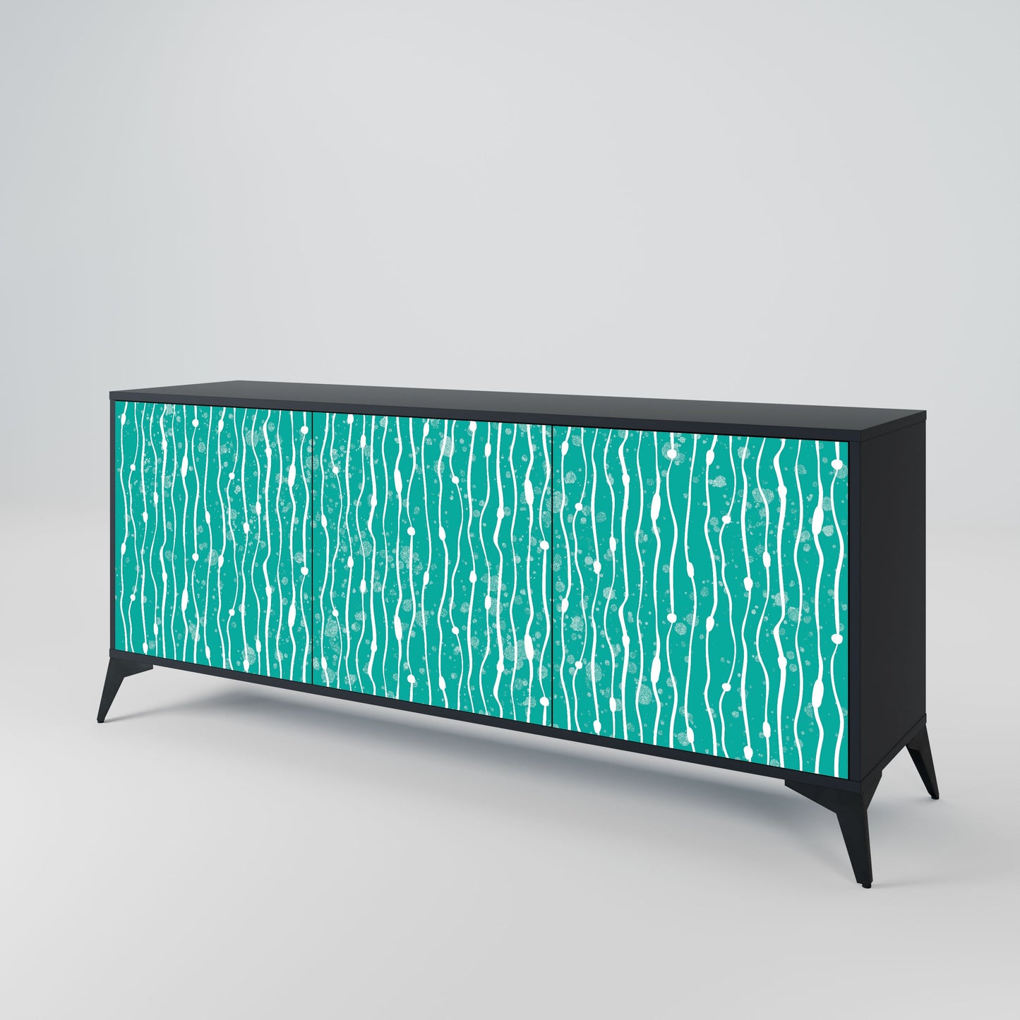 Credenza TURQUOISE RAIN a 3 ante in finitura nera