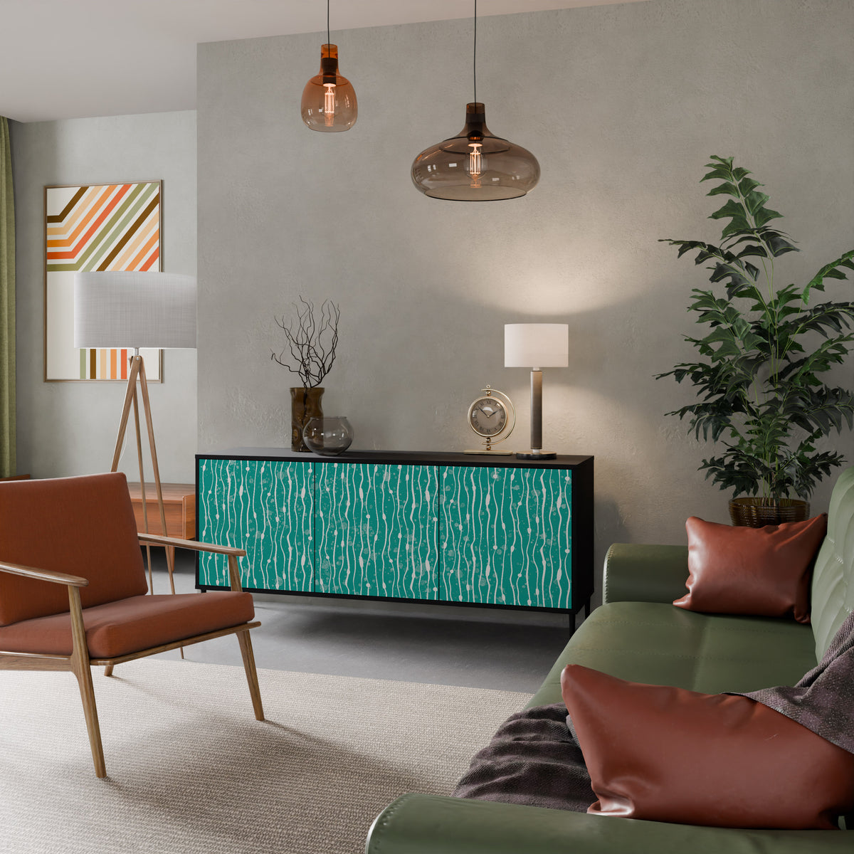 TURQUOISE RAIN Skänk med tre dörrar