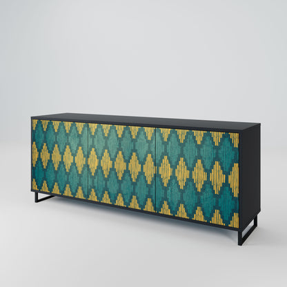 POLYGONS 3-Door Sideboard in Black Finish