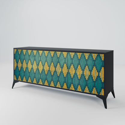 POLYGONS 3-Door Sideboard in Black Finish