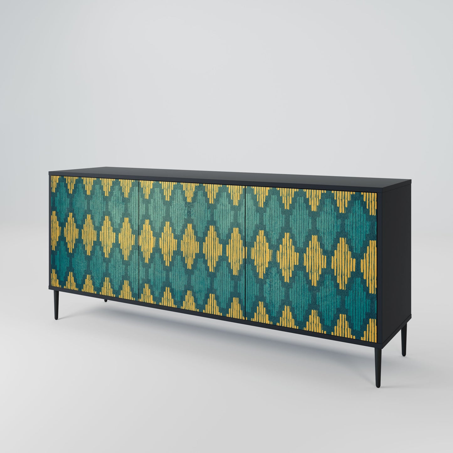 POLYGONS 3-Door Sideboard in Black Finish