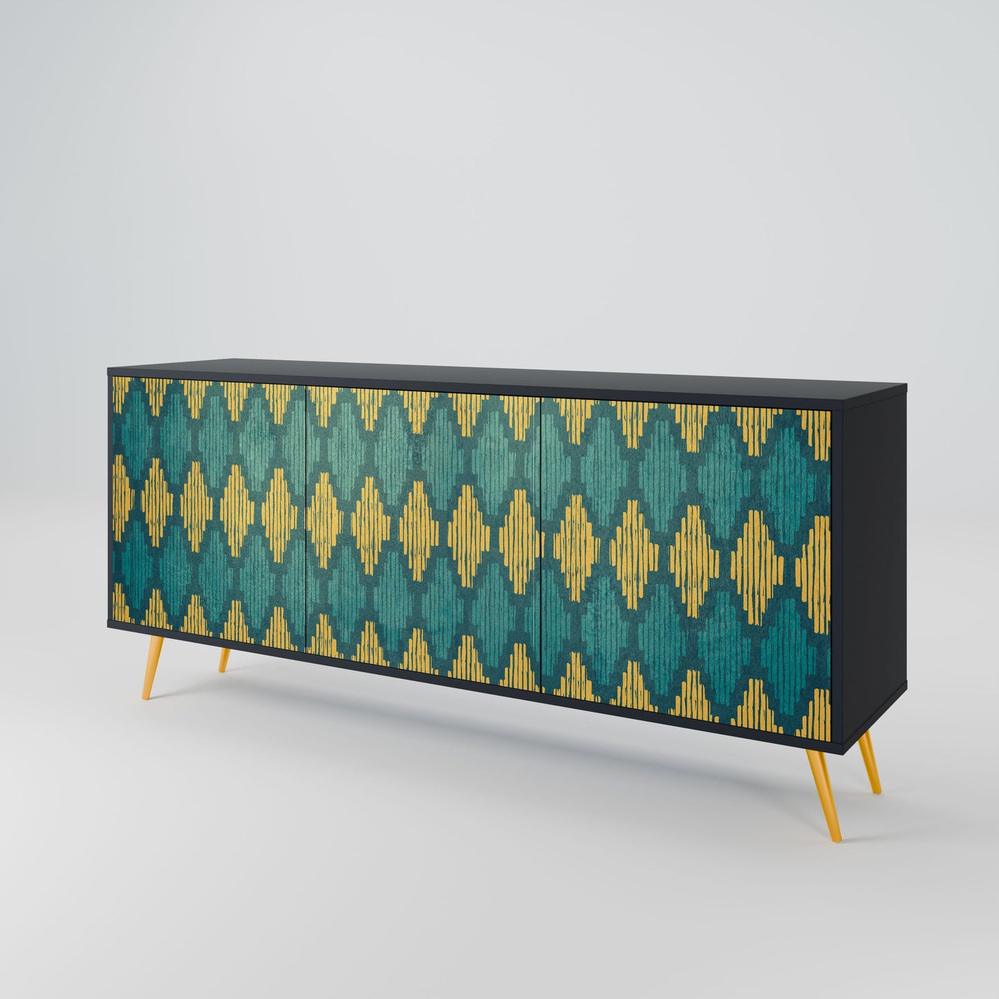 POLYGONS 3-Door Sideboard in Black Finish