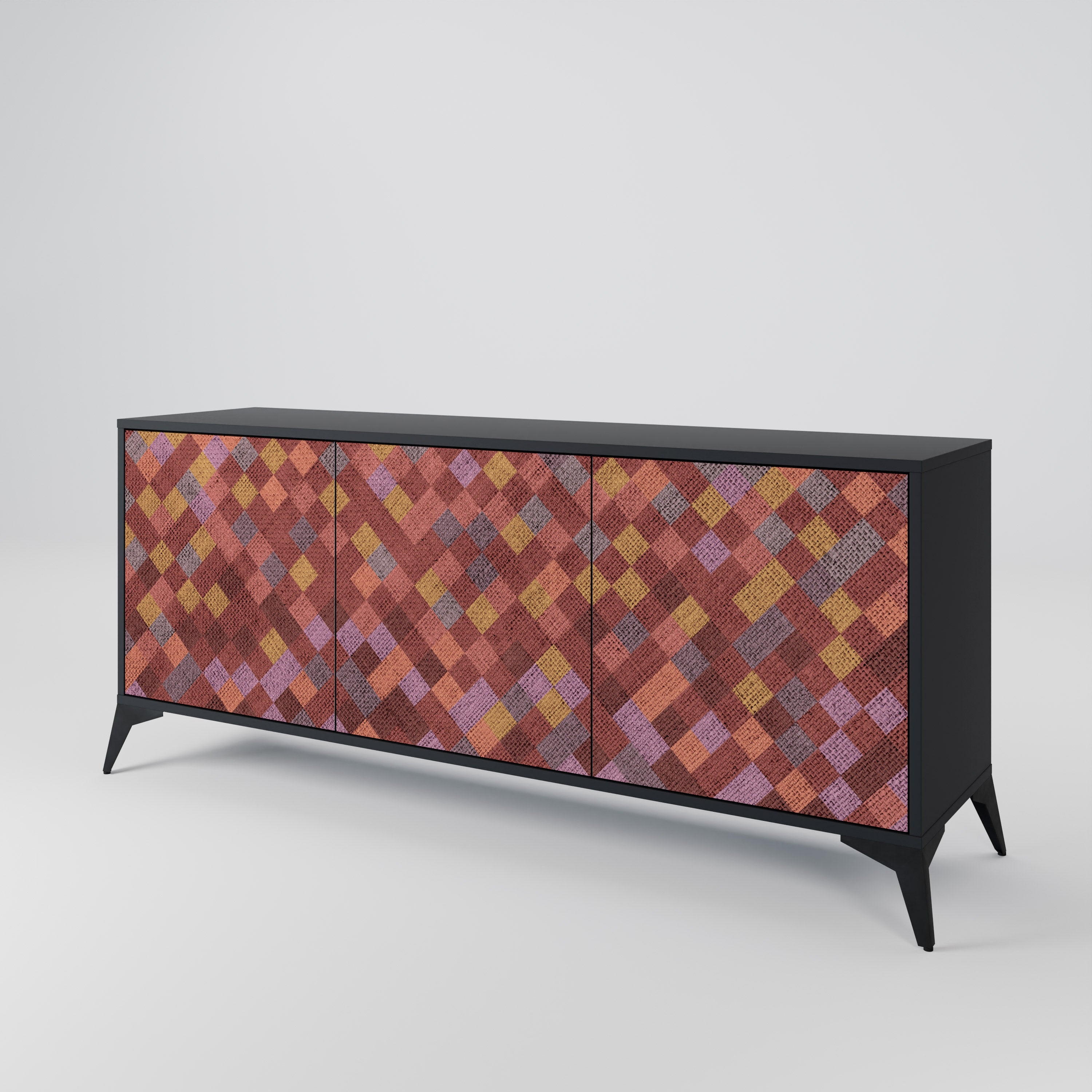 PAINTED SQUARES 3-Door Sideboard