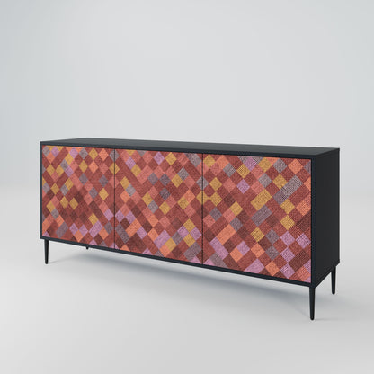 PAINTED SQUARES 3-Door Sideboard in Black Finish