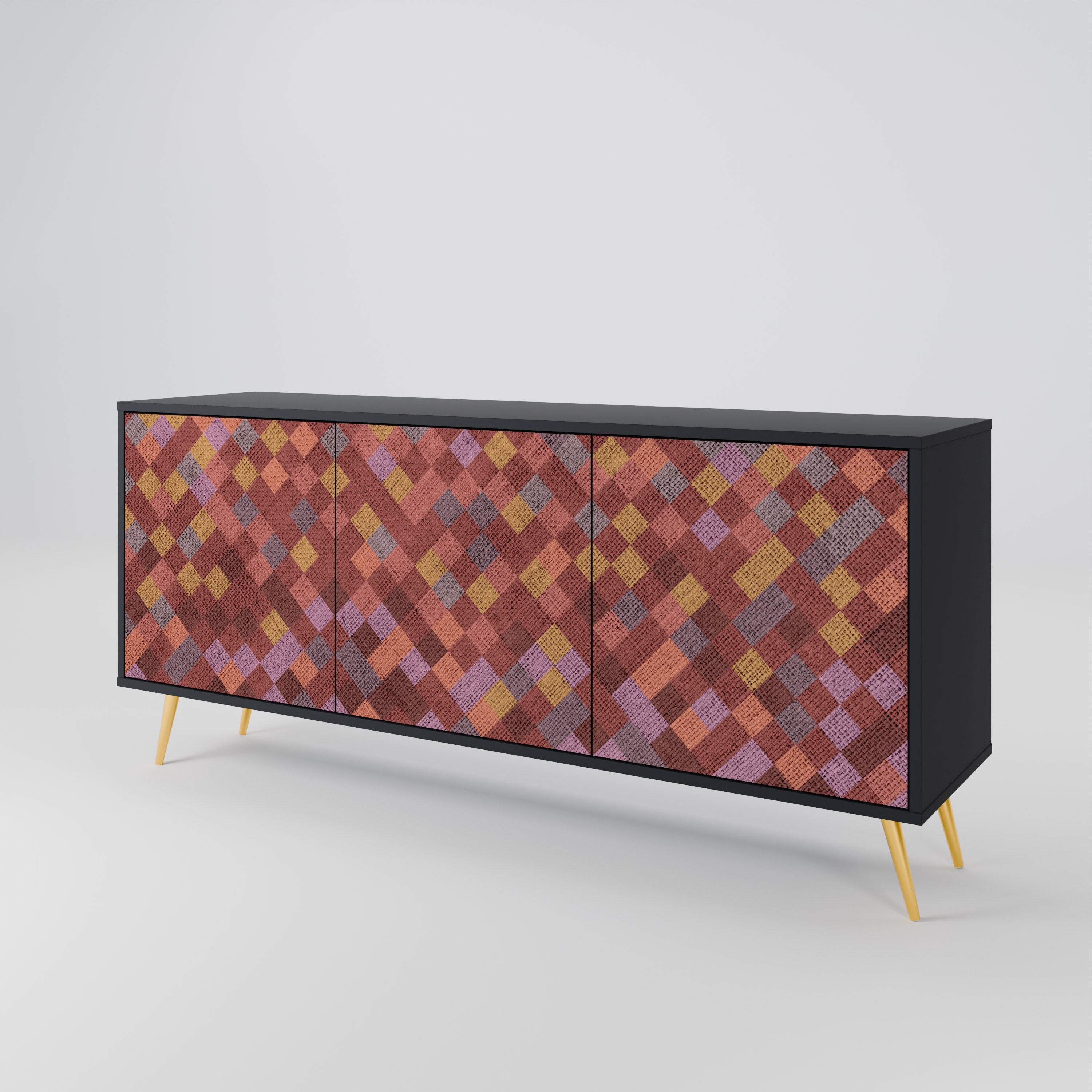 PAINTED SQUARES 3-Door Sideboard