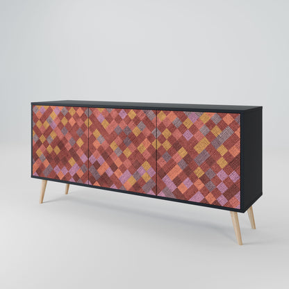 PAINTED SQUARES 3-Door Sideboard in Black Finish