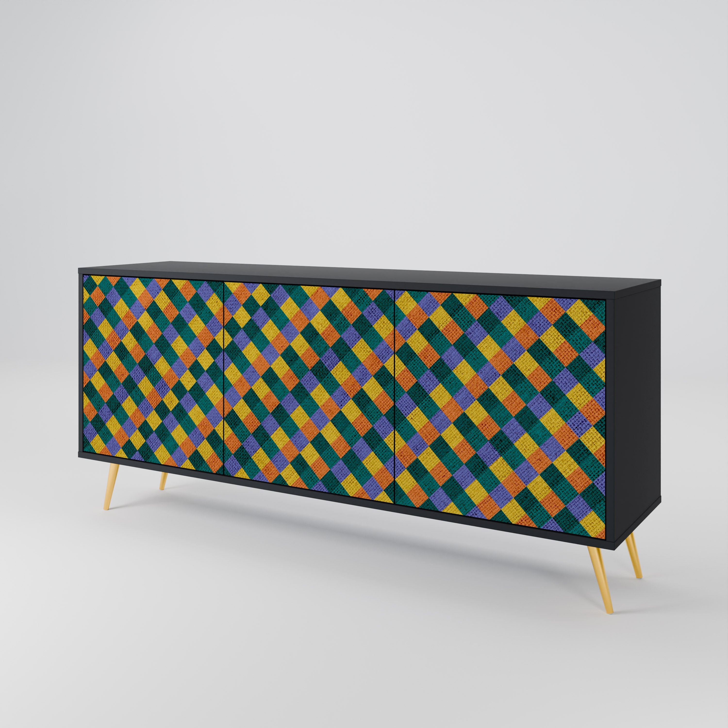 PAINTED SQUARES MIX 3-Door Sideboard